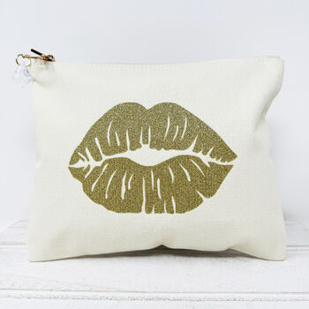 Glitter Lips Print Makeup Bag, 7 of 11