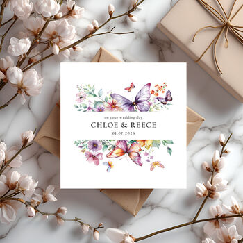 Personalised Wedding Card: Floral Butterly Design, 6 of 6