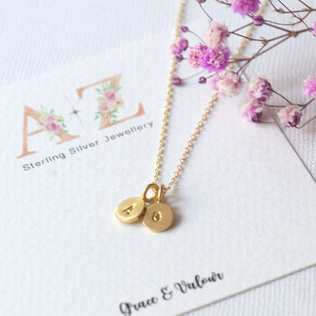 Gold Plated Sterling Silver Stamped Initial Necklace, 2 of 12