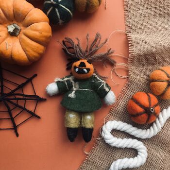Handmade Pumpkin Scarecrow Halloween Hanging Decoration, 3 of 5