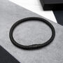 Men's Infinity Woven Slim Leather Black Clasp Bracelet, thumbnail 1 of 4