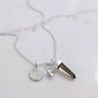 The Trio Star Point Smokey Quartz Necklace, Silver, thumbnail 1 of 6