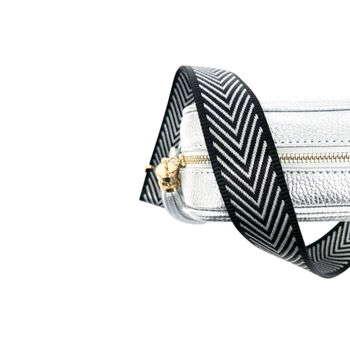 Silver Leather Crossbody Bag And Silver Chevron Strap, 5 of 10