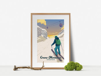 Crans Montana Ski Resort Switzerland Poster Art Print, 4 of 8