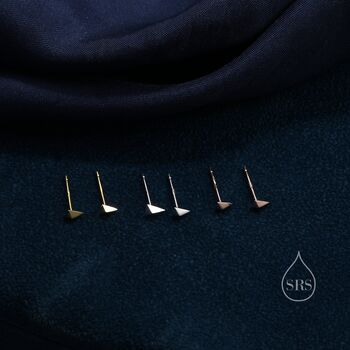 Sterling Silver Extra Tiny Triangle Pyramid Stud Earrings, 4 of 11