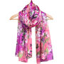Large 'Pink Flowers' Pure Silk Scarf, thumbnail 1 of 2