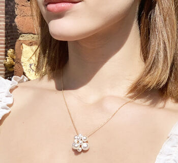 Gold Plated Pearl Cluster Pendant Necklace, 2 of 10