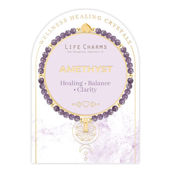 Amethyst And Gold Beads Healing Cystals Bracelet Gift, 2 of 5