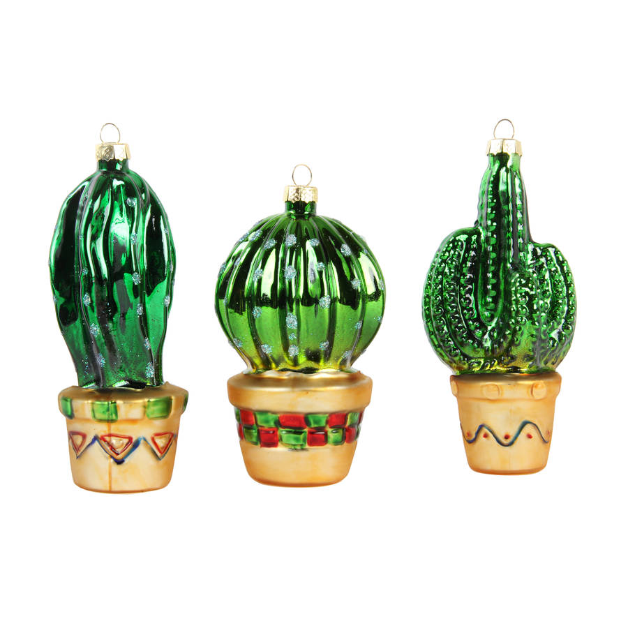 Cactus baubles, set of three by bonnie and bell 