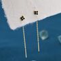 Sterling Silver Black Hydrangea Flower Cz Threader Earrings, thumbnail 3 of 12