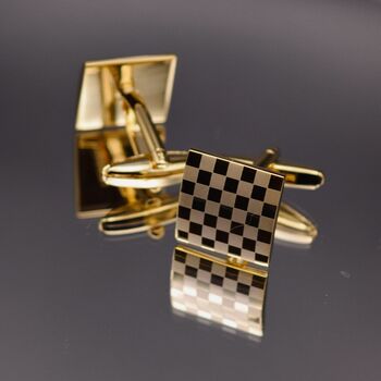 Gold Chess Cufflinks Vintage Chessboard, 5 of 7