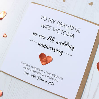 Personalised 7th Wedding Anniversary Card For Husband Or Wife, 3 of 9