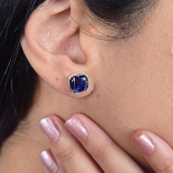 Sapphire September Birthstone Silver Stud Earrings, 2 of 4