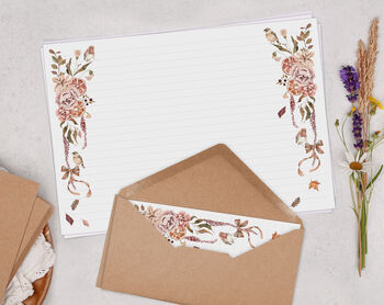 A4 Landscape Letter Writing Paper With Flower And Bow Design, 4 of 4