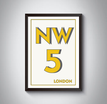 Nw5 Camden London Typography Postcode Print, 3 of 10