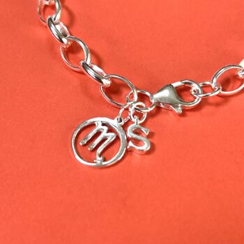 Sterling Silver Zodiac Scorpio Initial Charm Bracelet, 2 of 3
