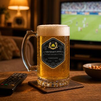 Personalised Pint Glass Tankard, Beer Gift For Dad Or Grandad, 2 of 4