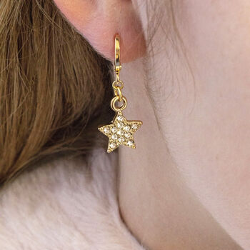 Crystal Star Huggie Hoop Earrings, 9 of 9