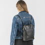 Square Top Classic Black Leather Rucksack, thumbnail 2 of 8