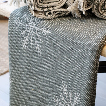 Sage Green Snowfall Throw With Tassels, 2 of 3