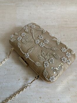 Dark Gold Pearl Rectangular Clutch Bag, 6 of 10