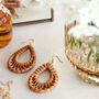 Summer Tear Drop Rattan Earrings, thumbnail 2 of 3