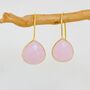 Gold Plated Faceted Pink Teardrop Earrings, thumbnail 2 of 4