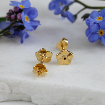 Tiny Forget Me Not Gold Vermeil Studs, 4 of 12
