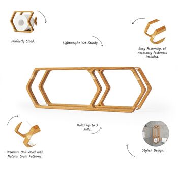 Handcrafted Scandi Design Oak Toilet Paper Rack, 10 of 10