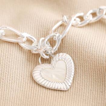Chunky Figaro Chain And Shell Heart Pendant Necklace, 3 of 5