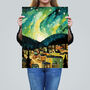 Yukon Northern Lights Green Teal Blue Wall Art Print, thumbnail 2 of 6