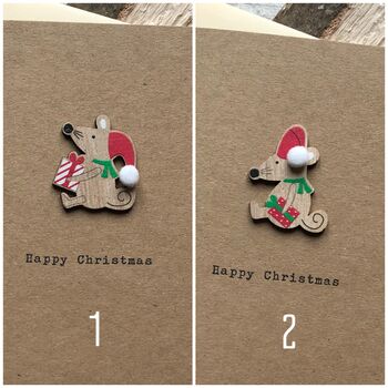 Personalised Wooden Mouse Happy Christmas Card, 3 of 3