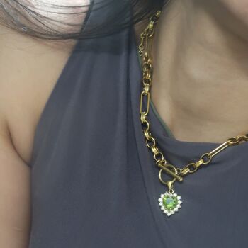 Peridot Crystal Heart Pendant Necklace, 6 of 8