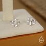 Sterling Silver Libra Scales Stud Earrings, thumbnail 5 of 12