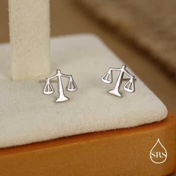 Sterling Silver Libra Scales Stud Earrings, 5 of 12