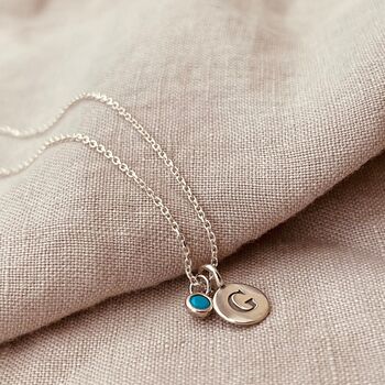 Sterling Silver Initial Birthstone Necklace, 5 of 6