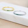 Emerald Green Ombre Half Eternity Ring Sterling Silver, thumbnail 3 of 11