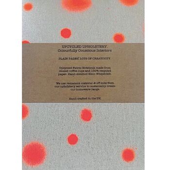 Upcycled A5 Notebook Using Reused Coffee Cups And Linen Polka Dot Print, 3 of 8
