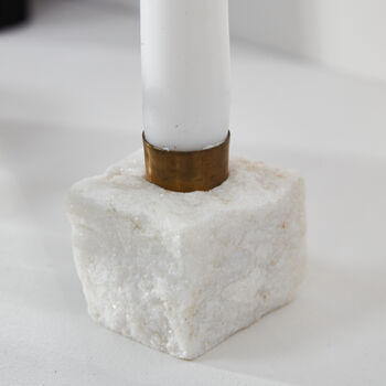 Rough Cut White Stone Candlestick, 2 of 4