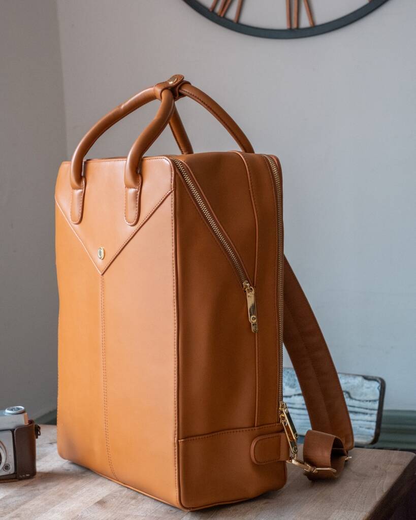 Tan Vegan Leather Laptop Bag By Carter Bags