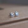 Hand Studs Sterling Silver Anatomical Tiny Earrings, thumbnail 2 of 3