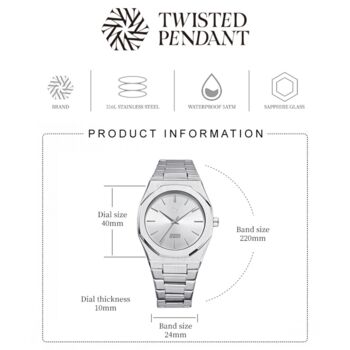 Mens Watch Stainless Steel Adjustable Wrist Watch, 8 of 12