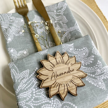 Sunflower Personalised Place Setting Wedding Table Decor, 5 of 6