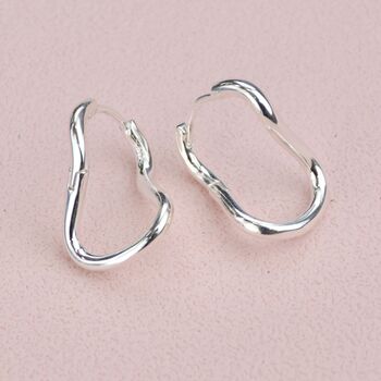 Silver Organic Twist Hoop Earrings, 6 of 8