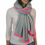 Personalised Grey Neon Pink Pure Cashmere Wrap Scarf, thumbnail 1 of 11