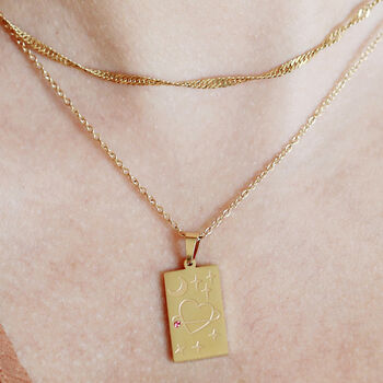 Healing Mantra Tag Necklace 18ct Gold Plated, 2 of 12