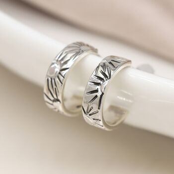 Sterling Silver Sunbeam Half Hoop Stud Earrings, 2 of 8