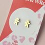 Gingerbread Man Festive Stud Earrings, thumbnail 5 of 5