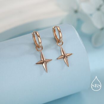 Sterling Silver Chunky Star Huggie Hoop Earrings, 4 of 11