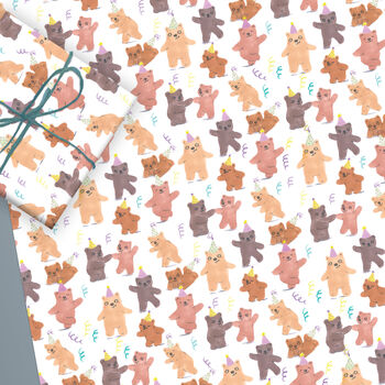 Bears Bearst Birthday Party Gift Wrap Set Of Two Sheets, 2 of 4